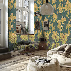 Galerie Wallcoverings Product Code HZ62081M - Horizon Wallpaper Collection - Brown Yellow Green Colours - Golden Blossoms Design