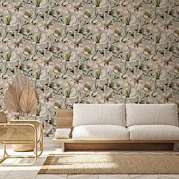 Galerie Wallcoverings Product Code 47464 - Flora Wallpaper Collection - Beige, White, Orange Colours -  