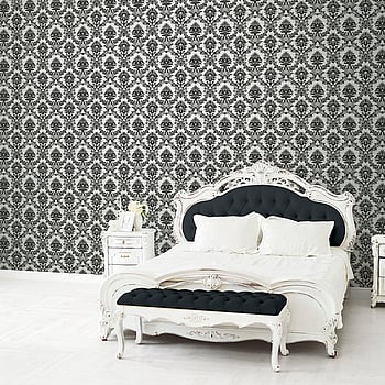 Galerie Wallcoverings Product Code CI38219 - Classic Silks 4 Wallpaper Collection - Silver, Black Colours -  