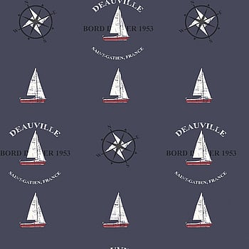 Galerie Wallcoverings Product Code G23036 - Deauville Wallpaper Collection - Navy Blue Red White Colours -  