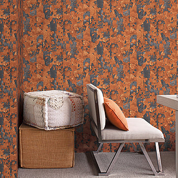 Galerie Wallcoverings Product Code G45360 - Grunge Wallpaper Collection - Copper Orange Black Colours -  