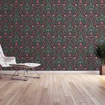 Galerie Wallcoverings Product Code MC61004 - Maison Charme Wallpaper Collection - Green, Pink, Black Colours -  